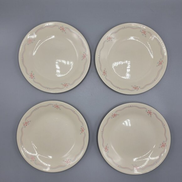Vintage 90s Corelle by Corning English Breakfast Snack Plates 6.75" Set of 4 - Picture 1 of 7